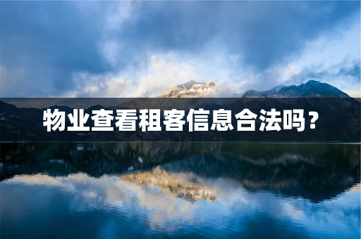 物业查看租客信息合法吗？