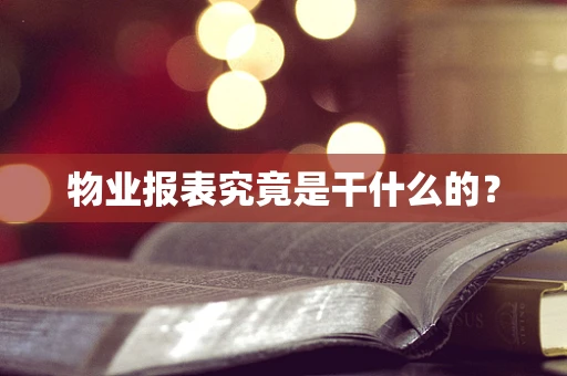物业报表究竟是干什么的？