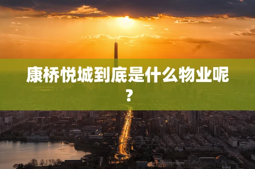康桥悦城到底是什么物业呢？