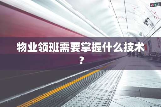 物业领班需要掌握什么技术？